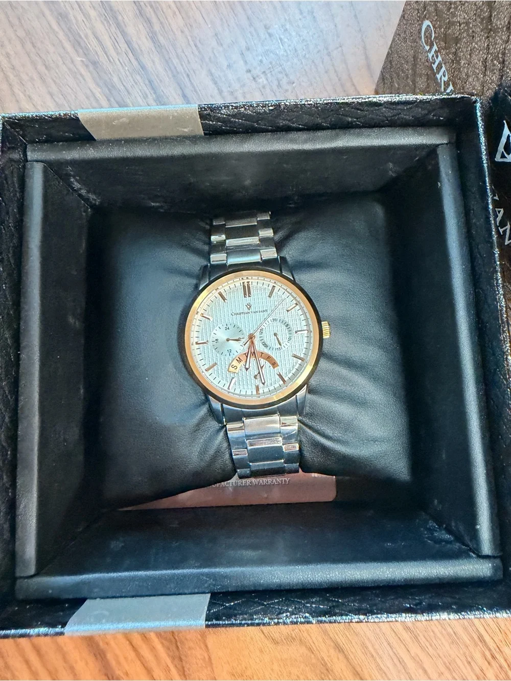 NEW Christian Van Sant Alden CV0322 Two-Tone Silver and Gold Men’s Dress Watch